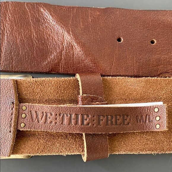 We The Free Free People Rosebery Leather Belt in Cognac M/L 2” Wide Statement main image 5